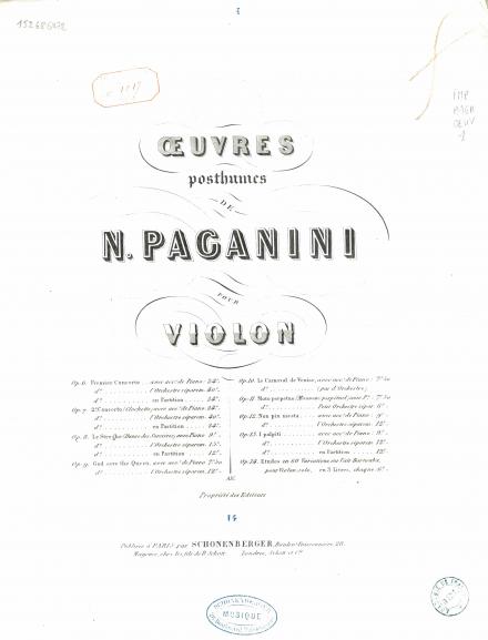 OEuvres posthumes pour violon (Niccolò Paganini)