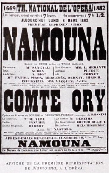 Première représentation de Namouna à l'Opéra