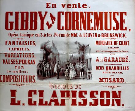Publicité pour les partitions dérivées de Gibby la cornemuse de Clapisson (Musard & Garaudé)