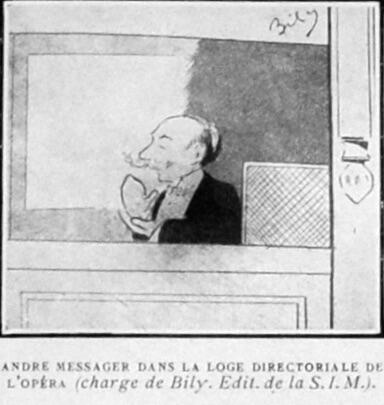André Messager dans la loge directoriale de l'Opéra (charge de Bily)