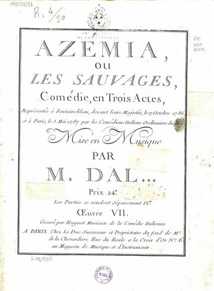 Azémia ou Les Sauvages (Nicolas-Marie Dalayrac)