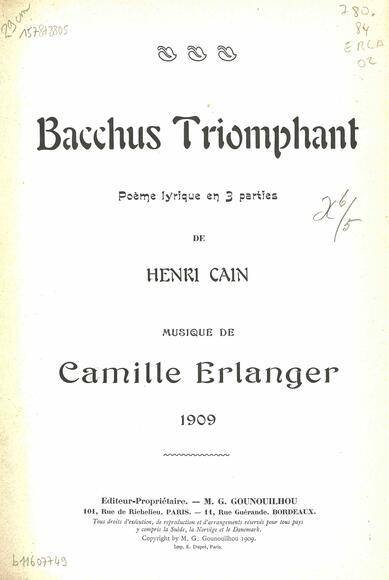 Bacchus triomphant (Cain / Erlanger)