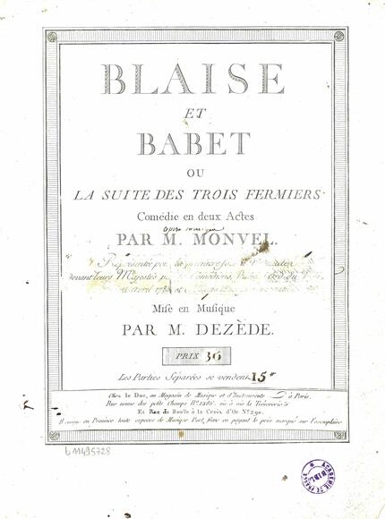 Blaise et Babet (Boutet de Monvel / Dezède)