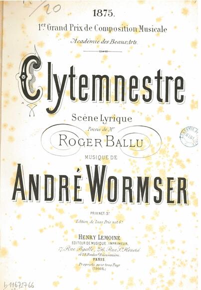 Clytemnestre (Ballu / Wormser)