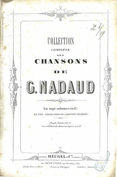 Collection complète des chansons de G. Nadaud (Gustave Nadaud)
