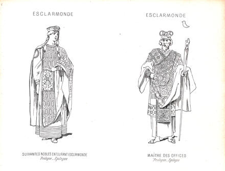 Costumes d'Esclarmonde de Massenet (Suivantes nobles entourant Esclarmonde et Maître des Offices)