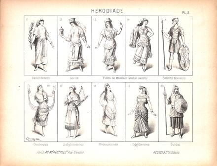 Costumes d'Hérodiade de Massenet (Cananéennes, Lévite, Filles de Manahim, Soldats romains, Gauloises...)