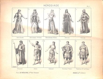 Costumes d'Hérodiade de Massenet (Hérodiade, Hérode, Phanuel, Jean, Salomé et Vitellius)