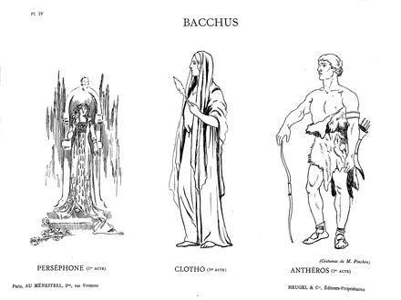 Costumes de Bacchus de Massenet (Perséphone, Clotho et Anthéros)