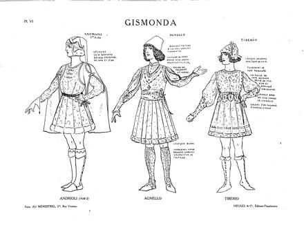 Costumes de Gismonda de Février (Andrioli, Agnello et Tibério)