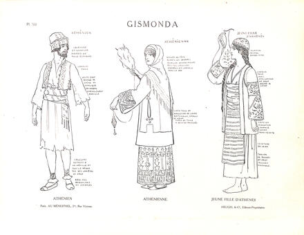Costumes de Gismonda de Février (Athénien, Athénienne et jeune fille d'Athènes)