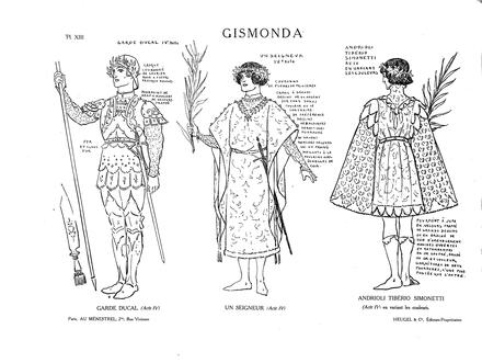 Costumes de Gismonda de Février (Garde ducal, un Seigneur et Andrioli Tibério Simonetti)