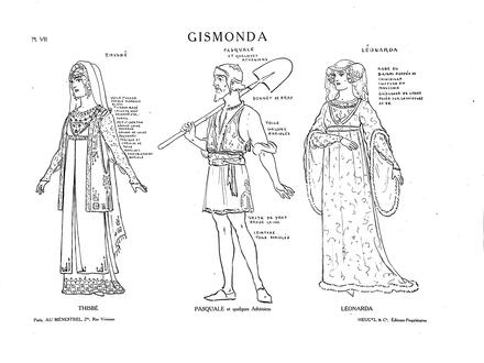 Costumes de Gismonda de Février (Thisbé, Pasquale et Léonarda)