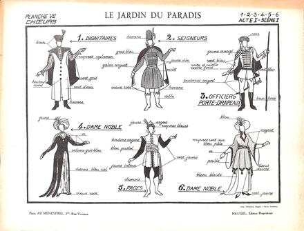 Costumes du Jardin du Paradis de Bruneau (Chœurs - Acte 1 - Scène 1)