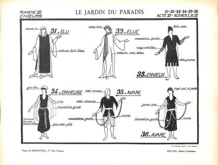 Costumes du Jardin du Paradis de Bruneau (Chœurs - Acte 3 - Scènes 1, 2 et 3)