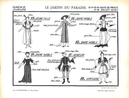 Costumes du Jardin du Paradis de Bruneau (Chœurs - Suite du Prince et Ballet Acte 1)