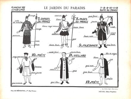Costumes du Jardin du Paradis de Bruneau (Chœurs - Suite du Prince)