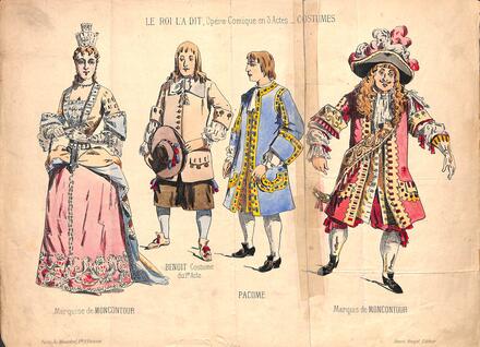 Costumes du Roi l'a dit de Delibes (Marquise et Marquis de Moncontour, Benoît et Pacôme)