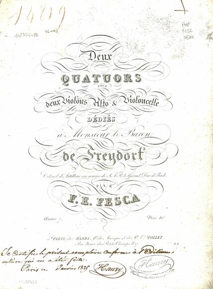 Deux Quatuors pour deux violons, alto et violoncelle (Friedrich Ernst Fesca)