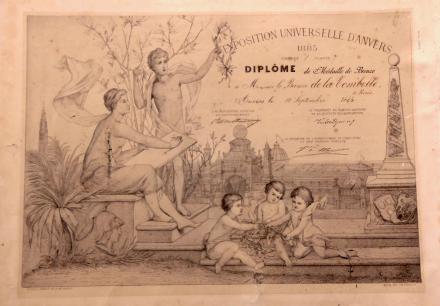Diplôme de l'exposition universelle d'Anvers (1885)