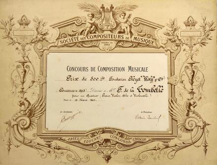 Diplôme du concours de composition musicale de la Société des compositeurs de musique (1894)