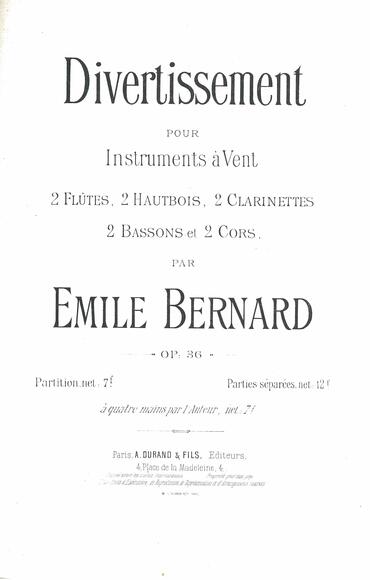 Divertissement pour instruments à vent op. 36 (Émile Bernard)