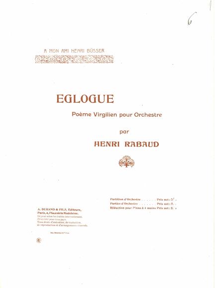 Églogue op. 7 (Henri Rabaud)