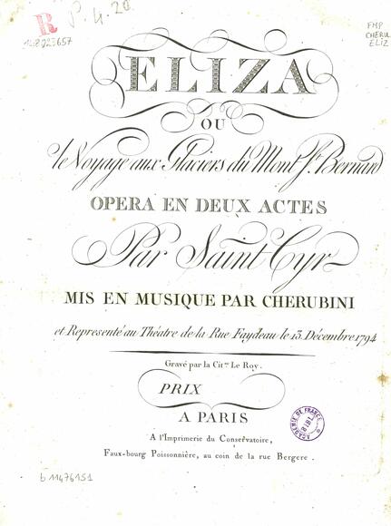 Eliza ou Le Voyage aux Glaciers du Mont St-Bernard (Révéroni Saint-Cyr / Cherubini)