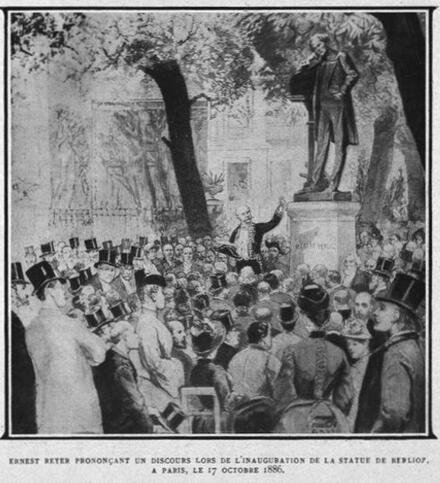 Ernest Reyer lors de l'inauguration de la statue de Berlioz (1886)