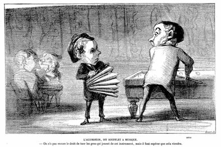 Études musicales : L'accordéon, dit soufflet à musique (Daumier)