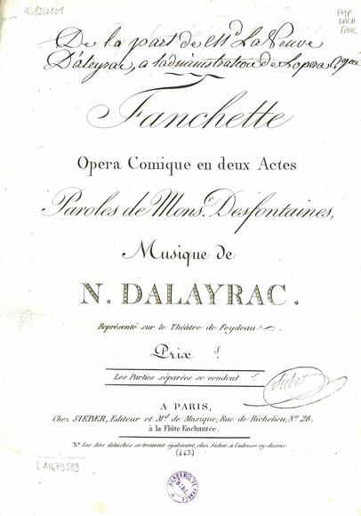 Fanchette (Desfontaines / Dalayrac)