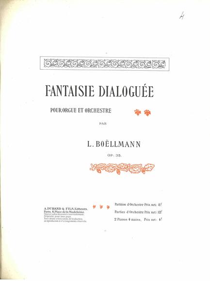Fantaisie dialoguée pour orgue et orchestre op. 35 (Léon Boëllmann)