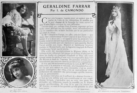 Géraldine Farrar par I. de Camondo