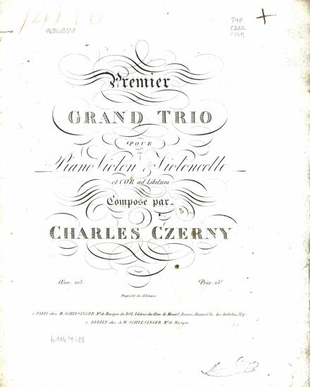 Grand Trio avec piano n° 1 en mi bémol majeur op. 105 (Carl Czerny)