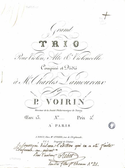 Grand Trio pour violon, alto et violoncelle (P. Voirin)