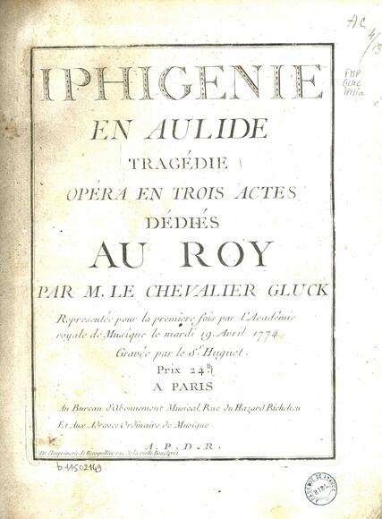 Iphigénie en Aulide (Du Roullet / Gluck)