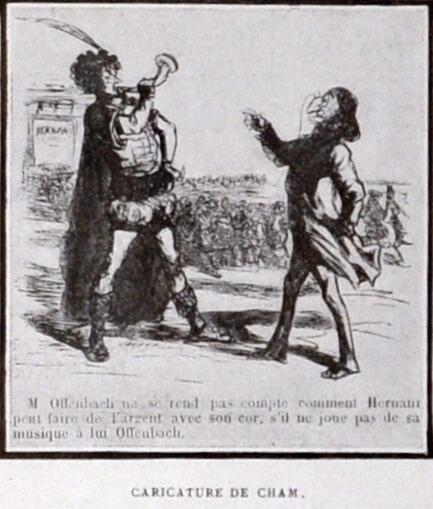 Jacques Offenbach et Hernani (caricature de Cham)
