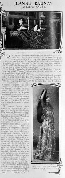 Jeanne Raunay par Gabriel Fauré