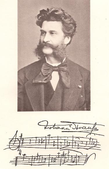 Johann Strauss (portrait et autographe)