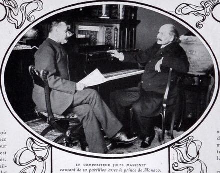 Jules Massenet discutant avec le prince de Monaco
