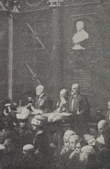 Jules Massenet présidant une séance de l'Académie des beaux-arts (5 novembre 1910)