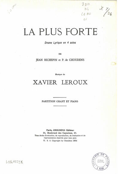 La Plus Forte (Choudens & Richepin / Leroux)