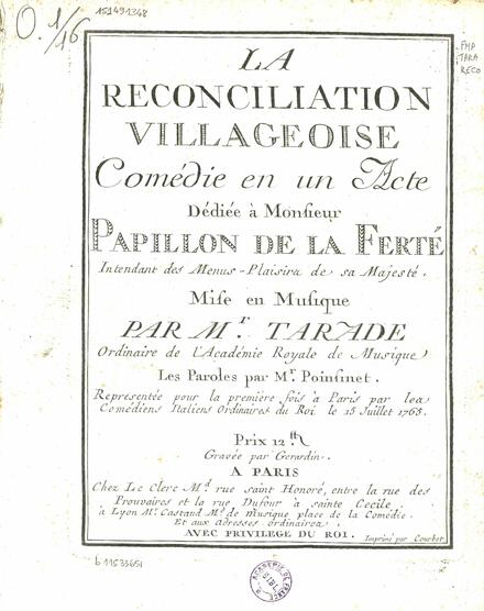 La Réconciliation villageoise (Poinsinet / Tarade)