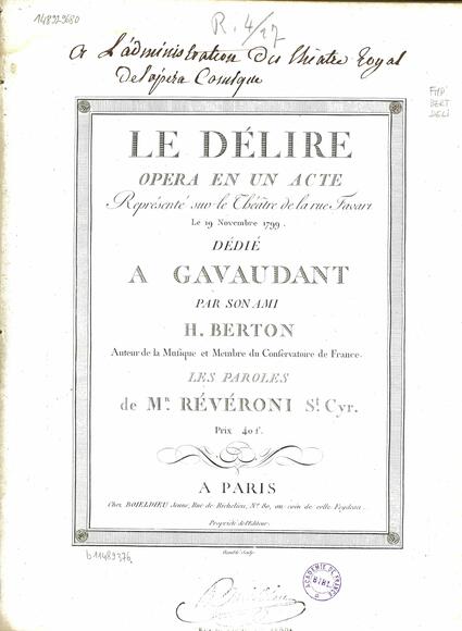 Le Délire (Révéroni Saint-Cyr / Berton)