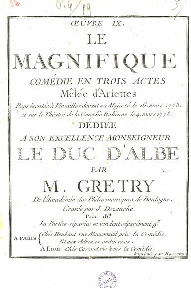 Le Magnifique (Sedaine / Grétry)