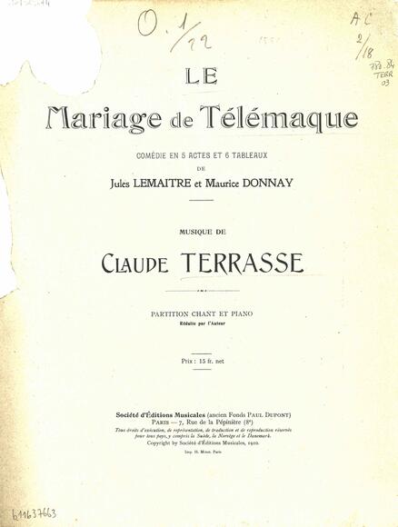 Le Mariage de Télémaque (Donnay & Lemaître / Terrasse)
