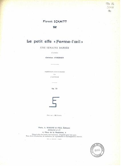 Le Petit Elfe Ferme-l'Œil op. 73 (Florent Schmitt)