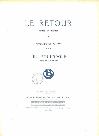 Le Retour (Delaquys / Boulanger)