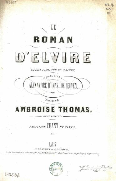 Le Roman d'Elvire (Dumas & Leuven / Thomas)