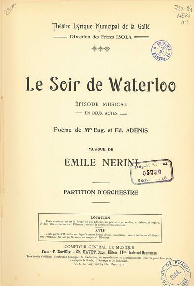 Le Soir de Waterloo (Adenis & Adenis / Nerini)